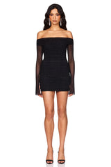 Nookie Crystal LS Mini Dress - Black