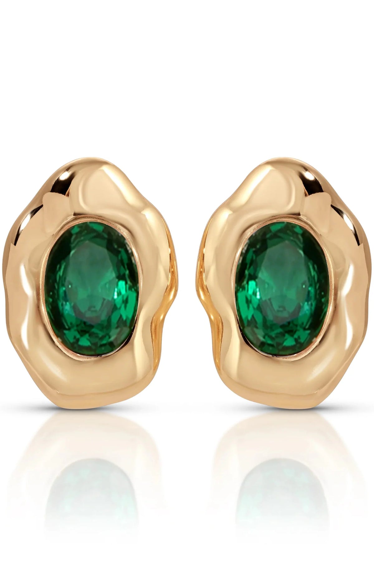 Molten Glow Crystal Studs - Emerald