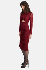 Yasmeen Midi Mesh Dress - Burgundy