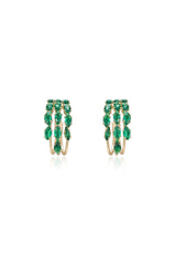 Multi-Crystal Huggie Hoop Earrings - Emerald